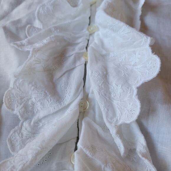 Lauren Ralph Lauren Frill 100% Linen Sleeveless Button Dress & Cotton Slip Sz 14 - Picture 8 of 10